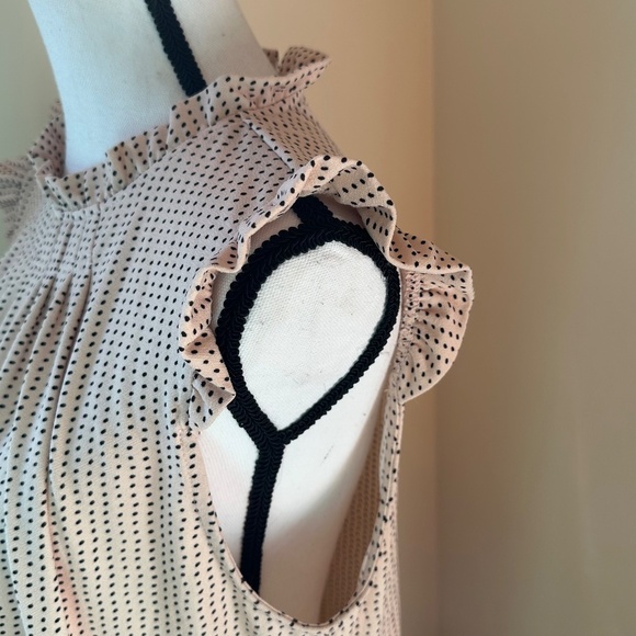 *ADRIANNA PAPELL* Pink x Black Ruffle Neck Fashion Tank Top Size Large - Picture 6 of 12